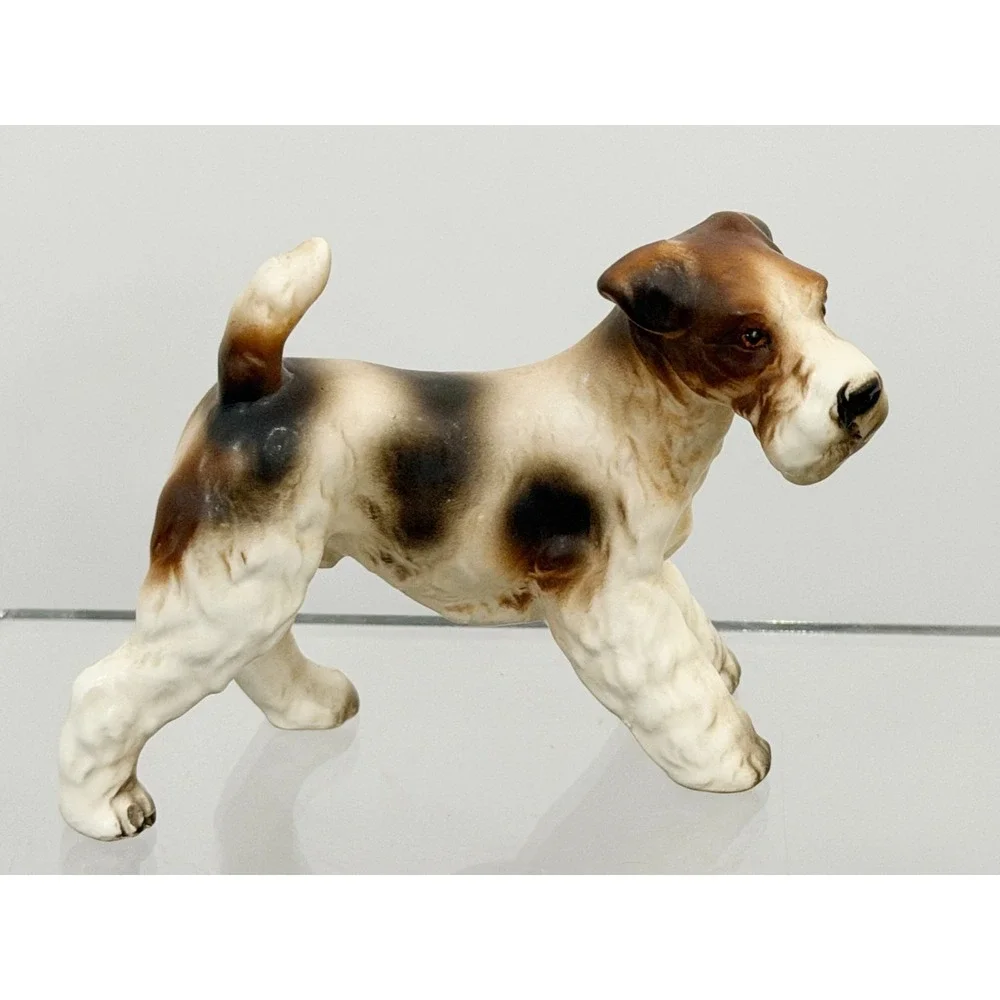 Enesco Fox Terrier Dog Figurine Japan Vintage Porcelain Airdale 4.25